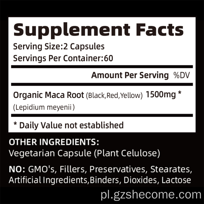 Organiczny suplement MACA Popraw kapsułki korzeniowe wytrzymałościowe MACA